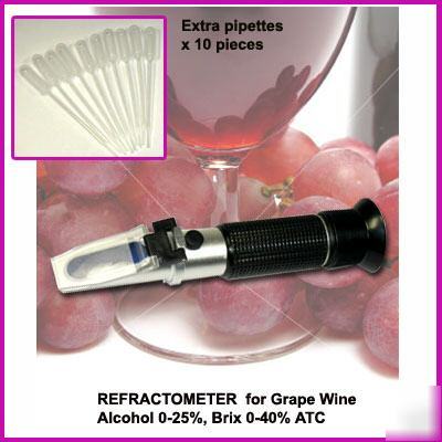 Grape wine refractometer, alcohol 0-25% & brix 0-40%