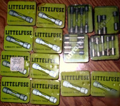 Lot of 62 vintage littlefuse fuses. various amps. nos 