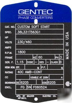 New 50HP soft start rotary phase converter freezer lift