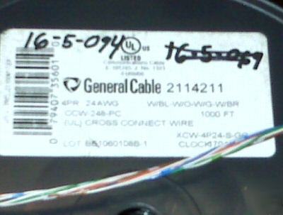 General cable 211421 cross connect 4PAIR 4PR 1000FT 