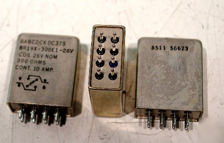 3 babcock crystal can welded relays dpdt 26V coil 10A 