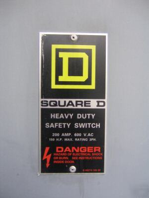 Square d 200 amp hu-364-rb safety switch outdoor used