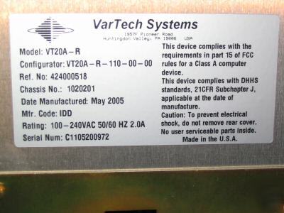 VT20AR vartech systems crt display VT20A-r