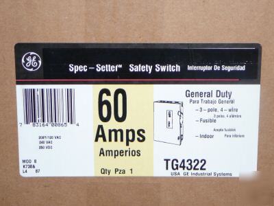 Disconnect safety switch ge TG4322 240 vac 60 amp