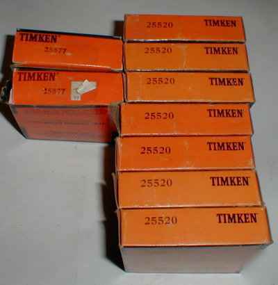 Lot of 9 timken tapered roller bearings 25520 & 25877