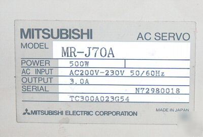 Mitsubishi melservo mr-J70A ac servo drive 500W 220VAC