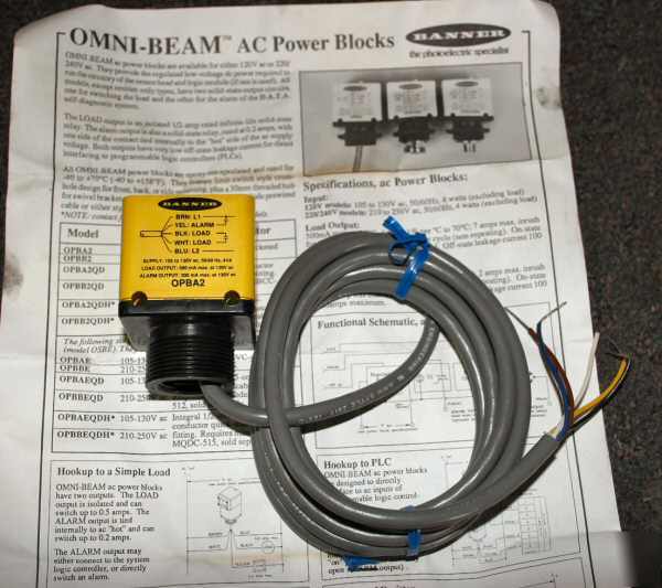 Banner omni-beam sensor ac power block 130VAC OPBA2 