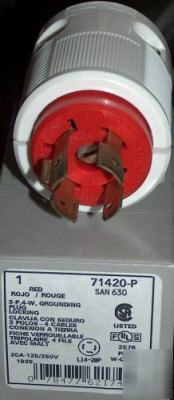 Leviton locking plug 630 71420-p 63071420P - red