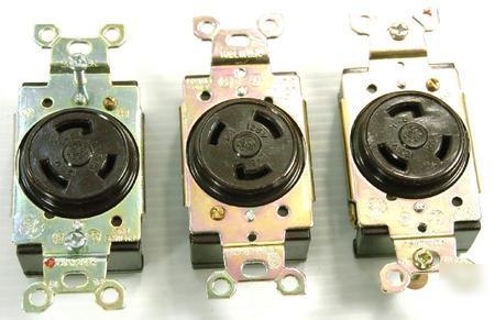 Lot of 3 ge 20A 125V l-5 twist lock receptacles