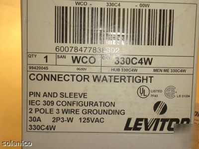 Leviton watertight pin & sleeve connector 30A 330C4W