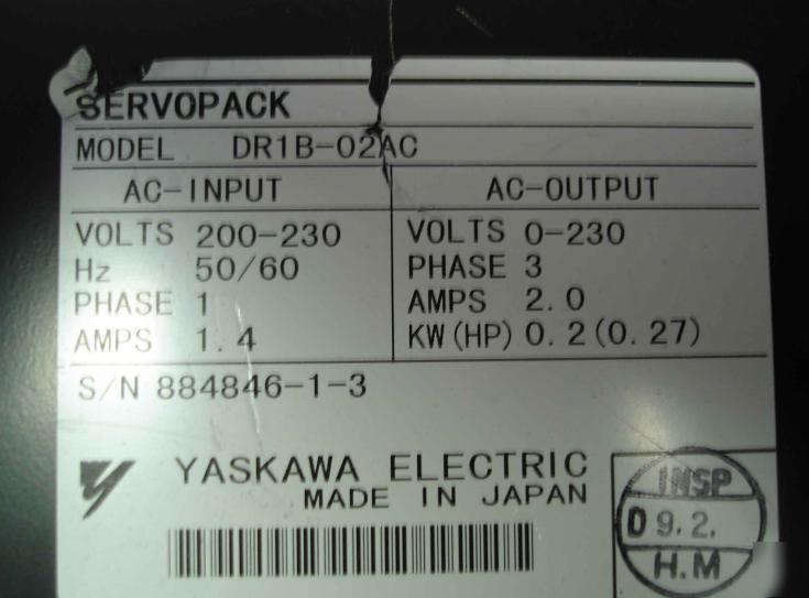 Yaskawa DR1B-02AC servo pack 