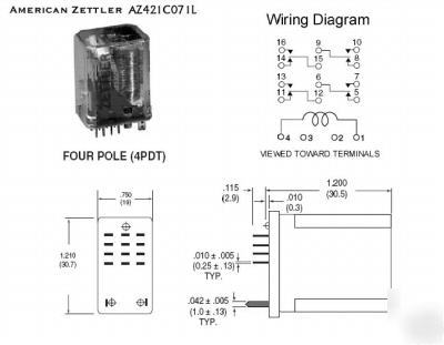  american zettler 4PDT gp relay AZ421C071L ( 2-pack )